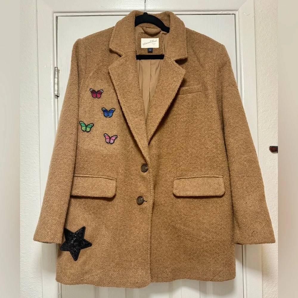 Universal Thread Brown Blazer Upcycled with Butterfly and Star Patches - Picture 6 of 7